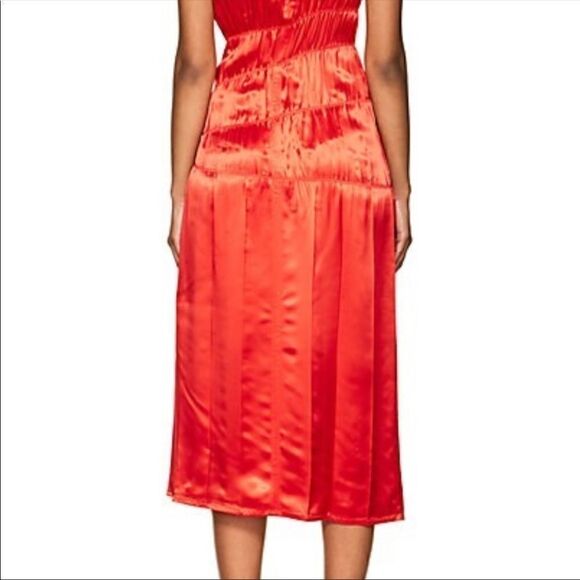 Helmut Lang Red Ruched Satin Tank Dress, NWT - Picture 5 of 11